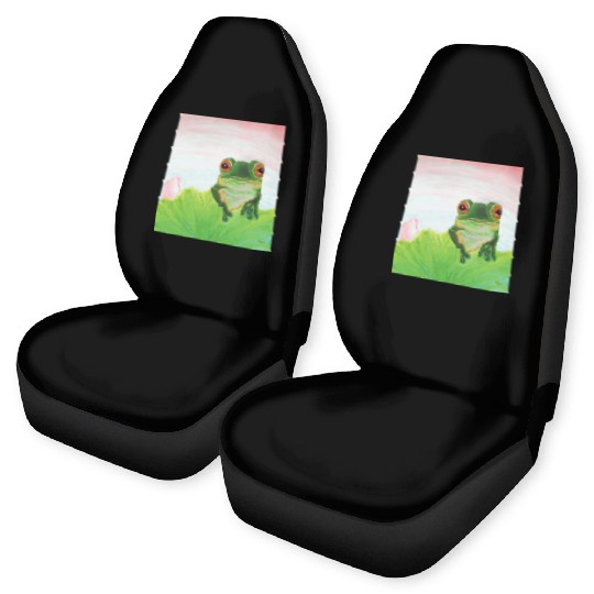 Green Frog Relaxing in the Pond Car Seat Covers
