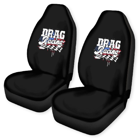 Racetrack Car Racing Lover US Flag Drag Racing Car Seat Covers