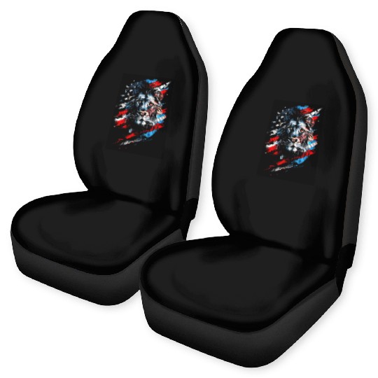 Lion American Flag Car Seat Covers