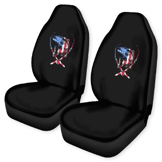 4th Of July US Flag Fishing Fisherman Trout Fish Car Seat Covers
