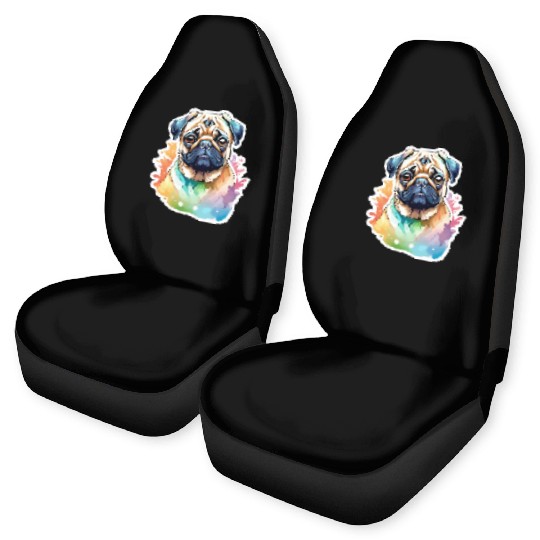 Pug Watercolor Car Seat Covers