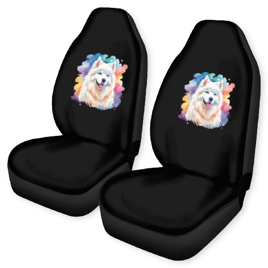 Samoyed Dog Watercolor Car Seat Covers