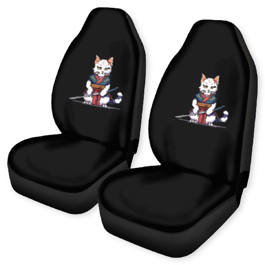 Pixel Samurai Cat Warrior Car Seat Covers