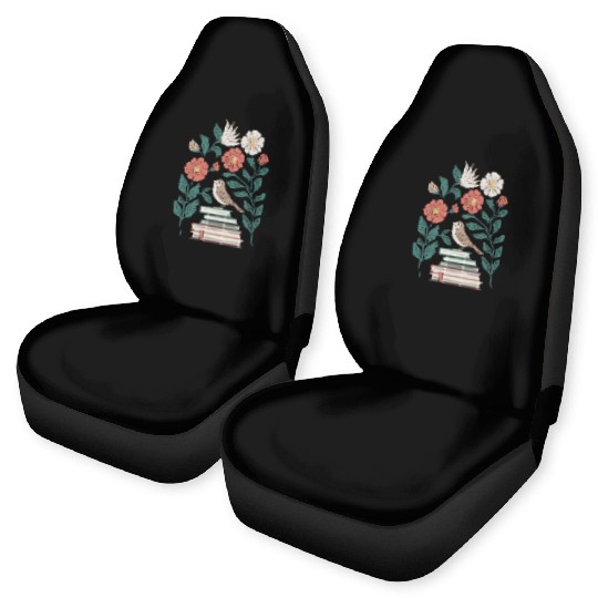 Cottagecore Bird on Books with Flowers Delight Car Seat Covers