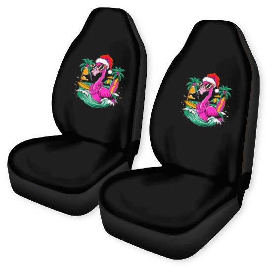 Flamingo cheers Christmas Holiday in Sea Beach Car Seat Covers