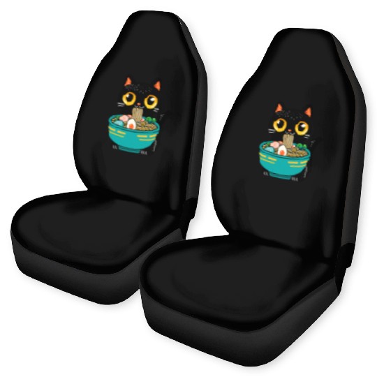 Funny Cat Eating Ramen Japanese Cat Ramen Noodles Car Seat Covers