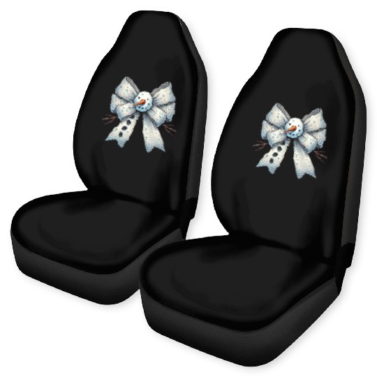 Snowman Coquette Bow, Merry Christmas Car Seat Covers