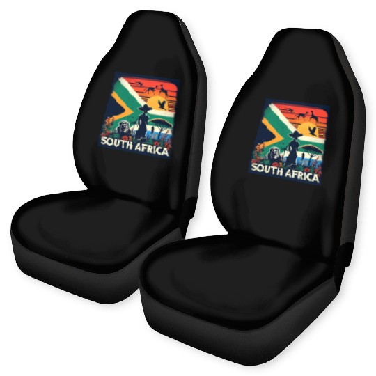 South Africa, colorful flag with birds, and trees Car Seat Covers