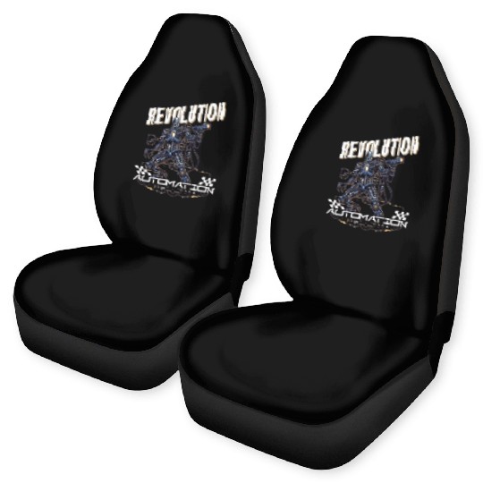 Editable AI Robot Sci fi Cyborg Car Seat Covers