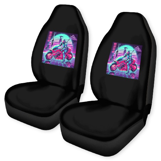 Cyberpunk Neon Rider Car Seat Covers