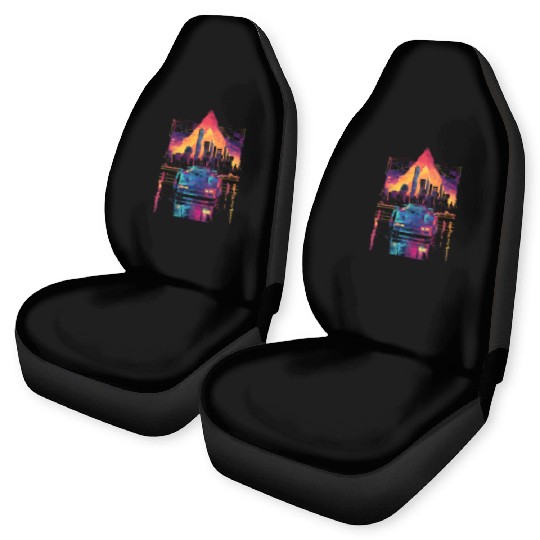 80s 90s Car City Synthwave Vaporwave Retro Car Seat Covers
