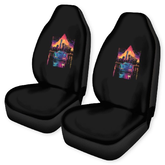 80s 90s Car City Synthwave Vaporwave Retro Car Seat Covers