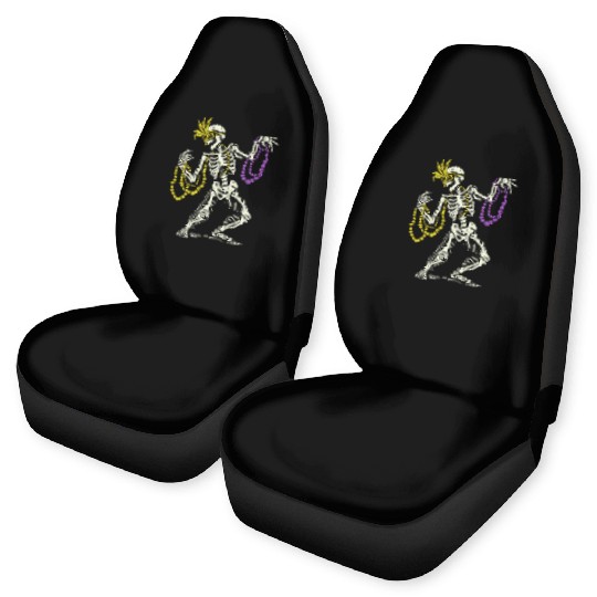 Mardi Gras Skeleton With Beads Dance Car Seat Covers