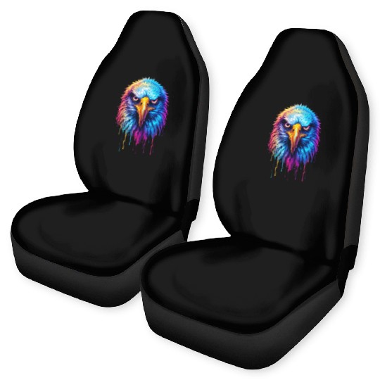 Hyper-Realistic Neon Graffiti Eagle Face –Product Car Seat Covers