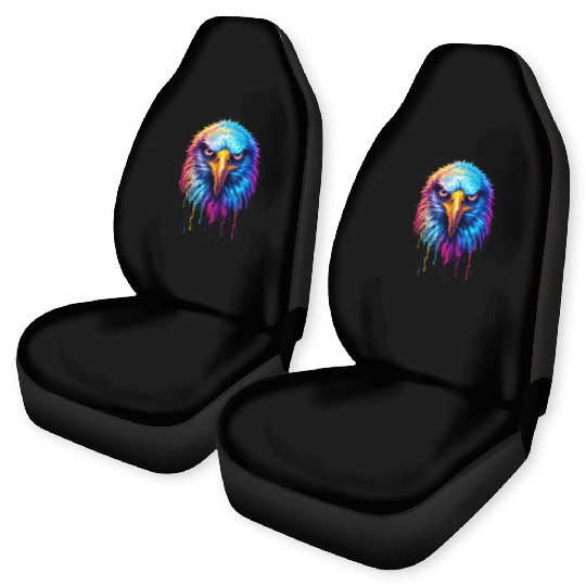 Hyper-Realistic Neon Graffiti Eagle Face –Product Car Seat Covers