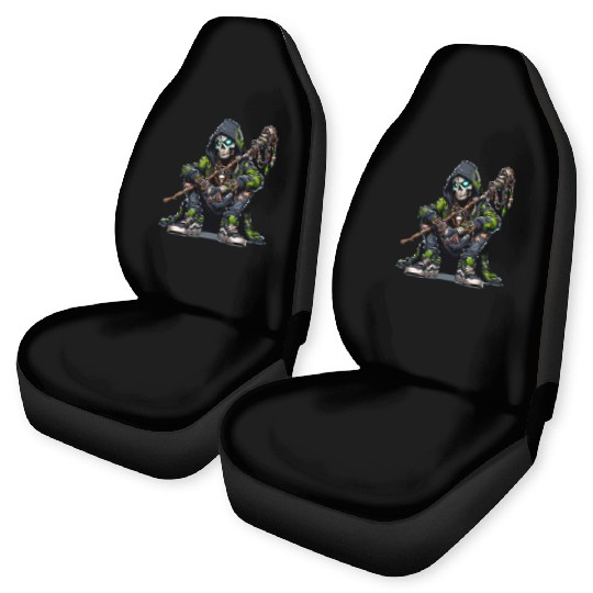 Urban Skull Shaman in Camo Car Seat Covers with Tribal Staf