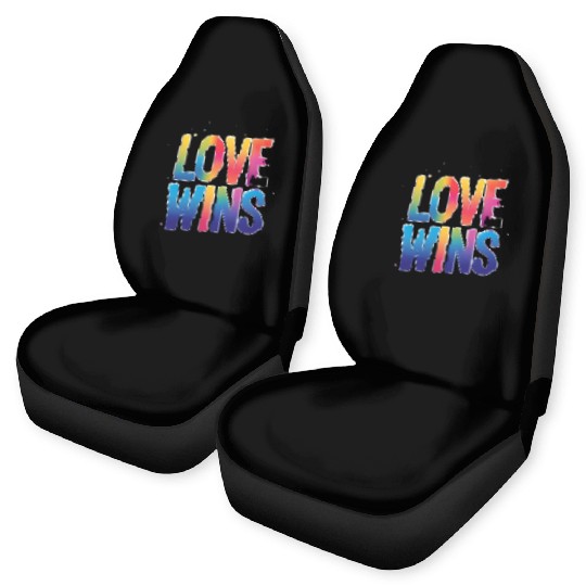 Love Wins Rainbow Script Car Seat Covers – Pride Month Car Seat Covers