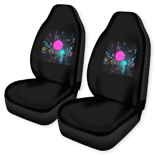 Neon Dreams: Cyberpunk City Nights Car Seat Covers