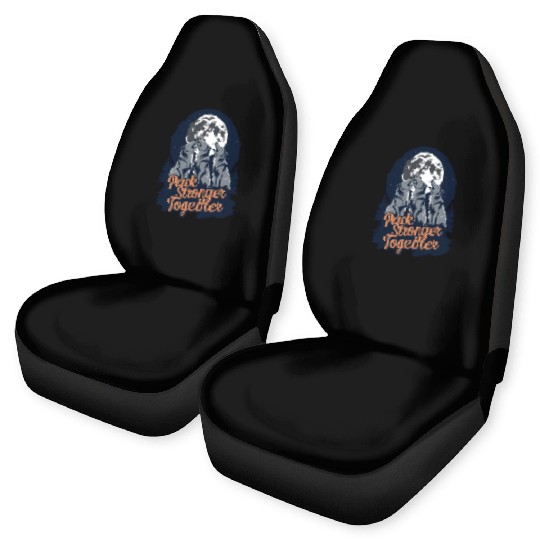 Pack Stronger Together – Howling Wolves Under Moon Car Seat Covers