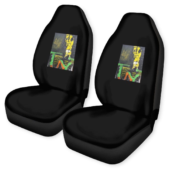 Abstract Yellow Figure with LUV Text Car Seat Covers