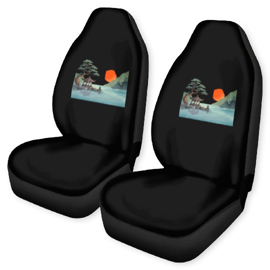 Serene Sunset by Traditional Water Pavilion Car Seat Covers
