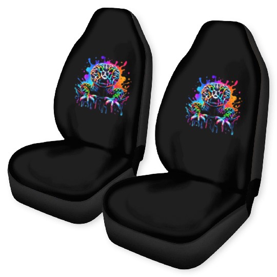 Neon Psychedelic Lizard Illustration Car Seat Covers