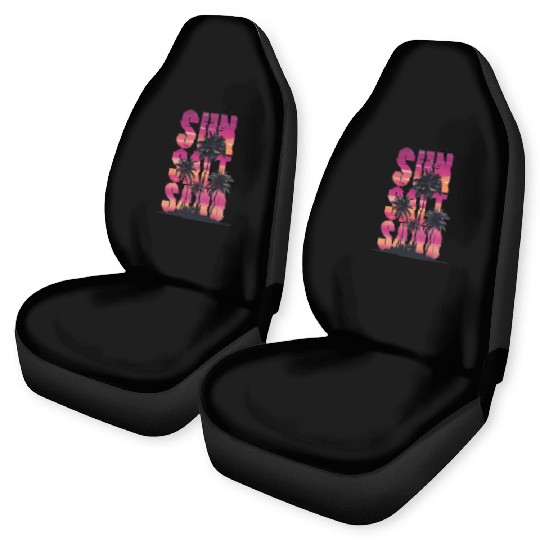 Sunset Palm Tree Silhouette Design Car Seat Covers