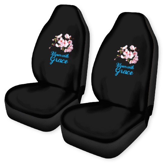 Cherry Blossom Bloom with Grace Text Car Seat Covers