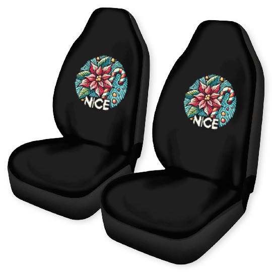 Festive Poinsettia Holiday Patch Car Seat Covers