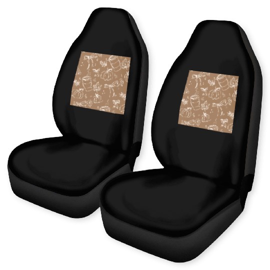 Autumn Cozy Pumpkin & Coffee Pattern Car Seat Covers