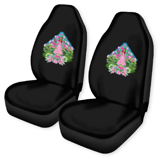 Queen in pink and green 2 Car Seat Covers