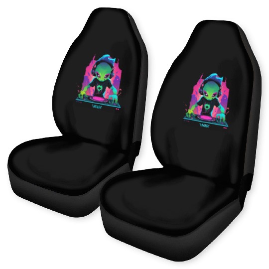 A cute chibi-style alien dark DJ Car Seat Covers