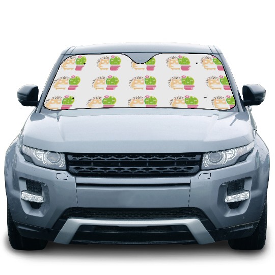 Cute Hedgehog Cactus Lover Car Sun Shades