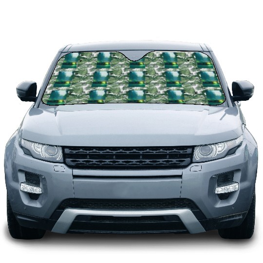Futuristic grey neon car Car Sun Shades