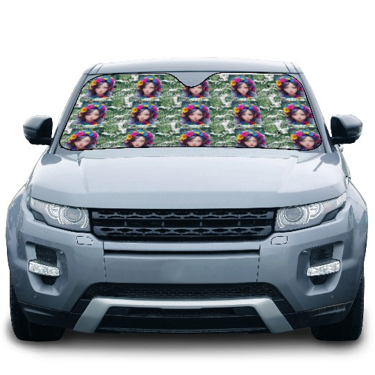 Spring Girl with a bouqet of flowers garland #15 Car Sun Shades