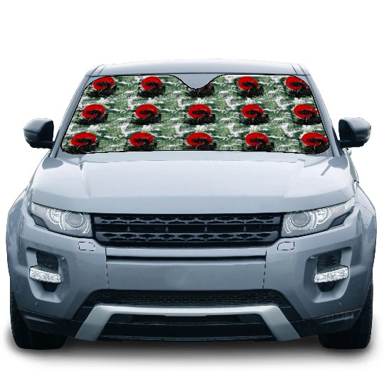 Dragon and crimson sun with ink japanese Car Sun Shades