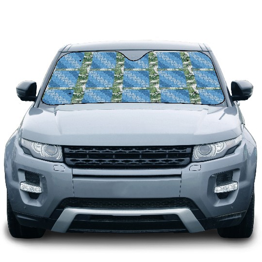 Neo Retro Floral Motifs Sanur OCEAN BLUE Car Sun Shades