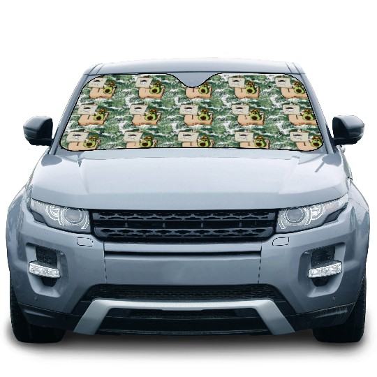 Funny avocado pirate sailing on a toast bread Car Sun Shades