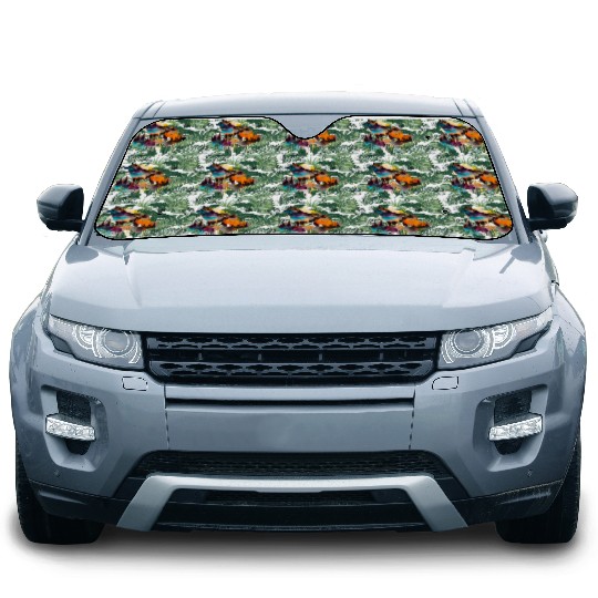 Mountain Wolf Multicolor Watercolor Portrait Car Sun Shades