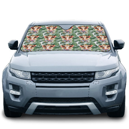 Cow Farm With Flower Headband Birthday Cow Lover Car Sun Shades