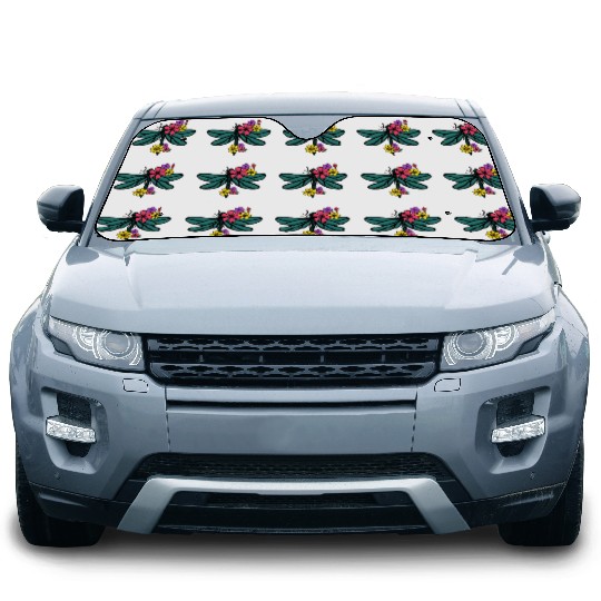 dragonfly with colorful flowers Car Sun Shades