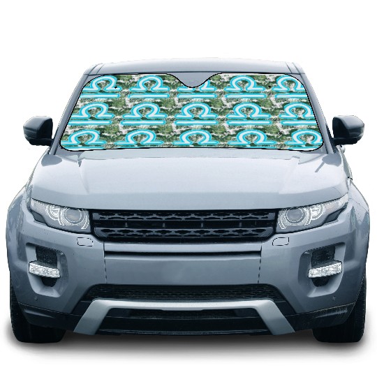 Libra Zodiac Sign Neon Blue Car Sun Shades