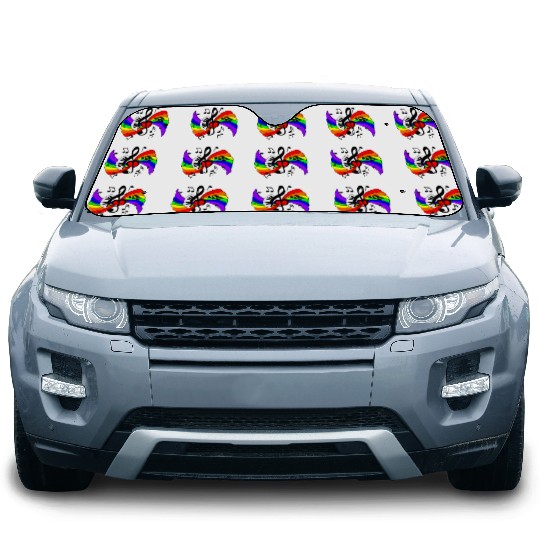 Piano music key with rainbow Car Sun Shades