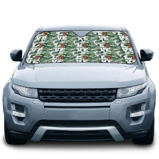 Love Scottish Highland Cow Outfit Car Sun Shades