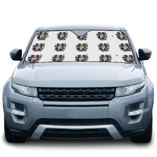 Australian Shepherd Floral Aussie Flower Cute Car Sun Shades