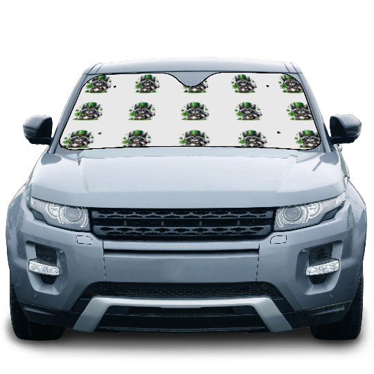 St. Patrick's Day Raccoon Revelry Car Sun Shades
