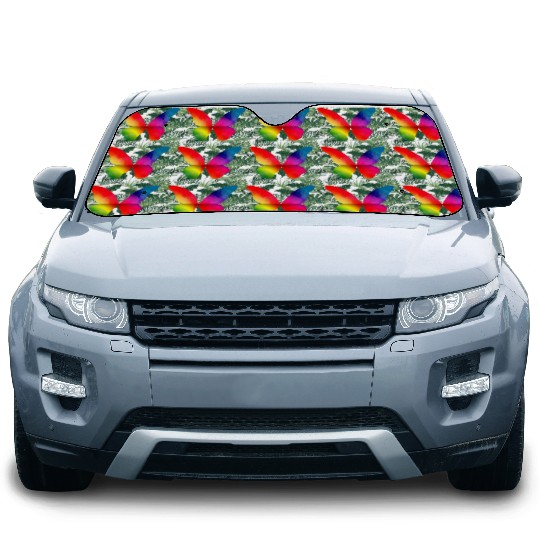 Butterfly shape in strong rainbow colors Car Sun Shades