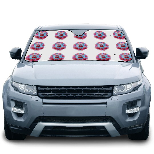 red spring flowers inside crystallized ice Car Sun Shades