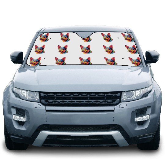 Watercolor Colorful Australian Kelpie Car Sun Shades