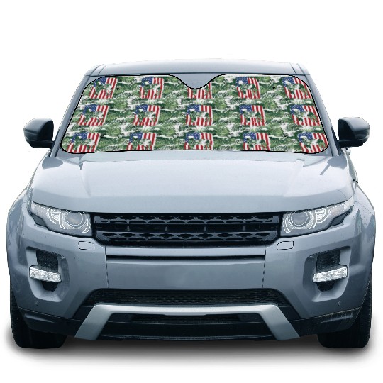 American Flag Patriotic Irish Wolfhound Dog Car Sun Shades